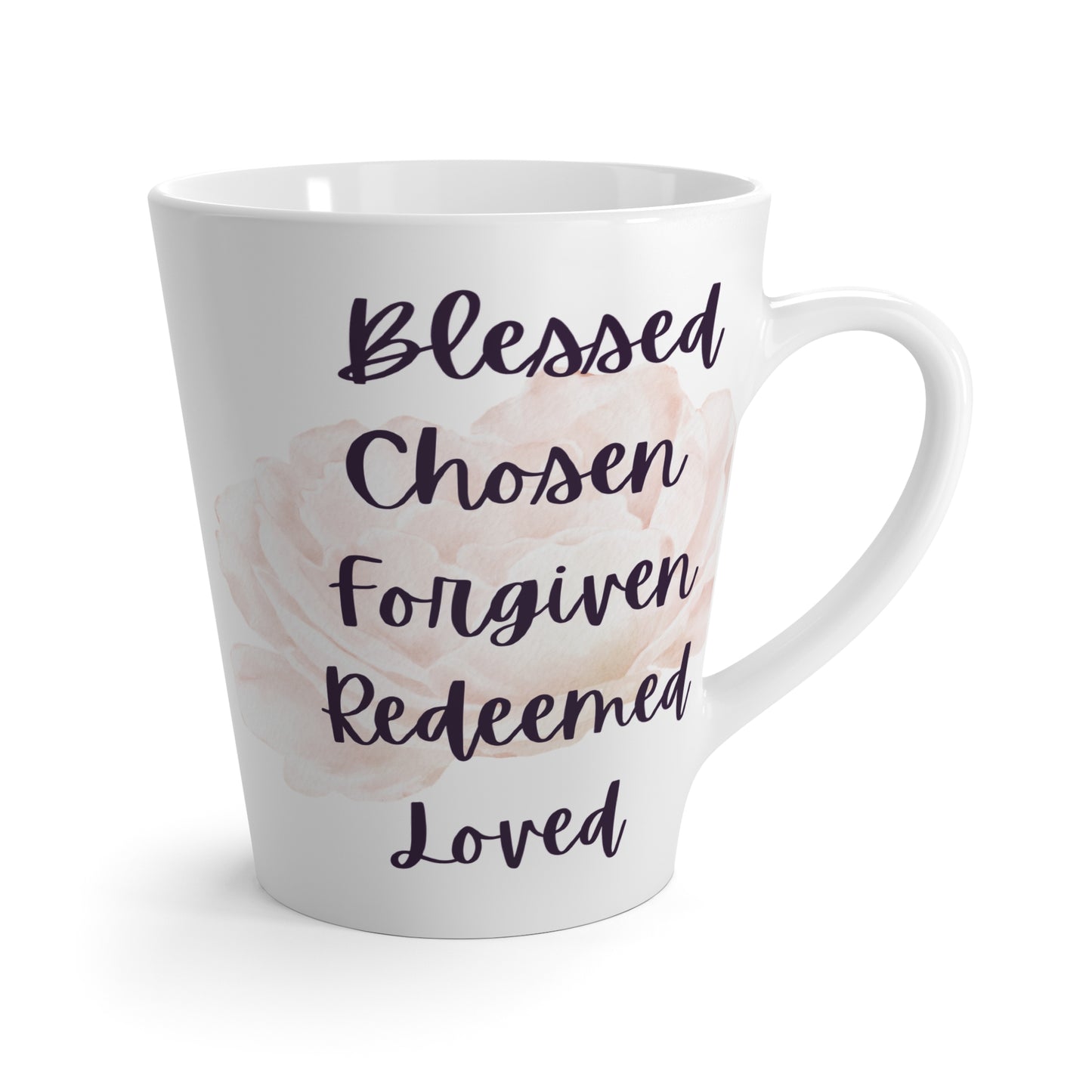 "Blessed Chosen Forgiven Redeemed Loved" Inspirational Christian Coffee Cup