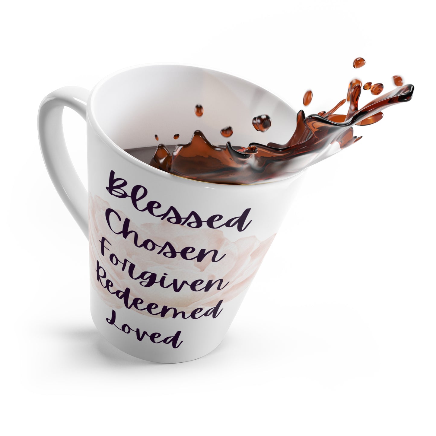 "Blessed Chosen Forgiven Redeemed Loved" Inspirational Christian Coffee Cup