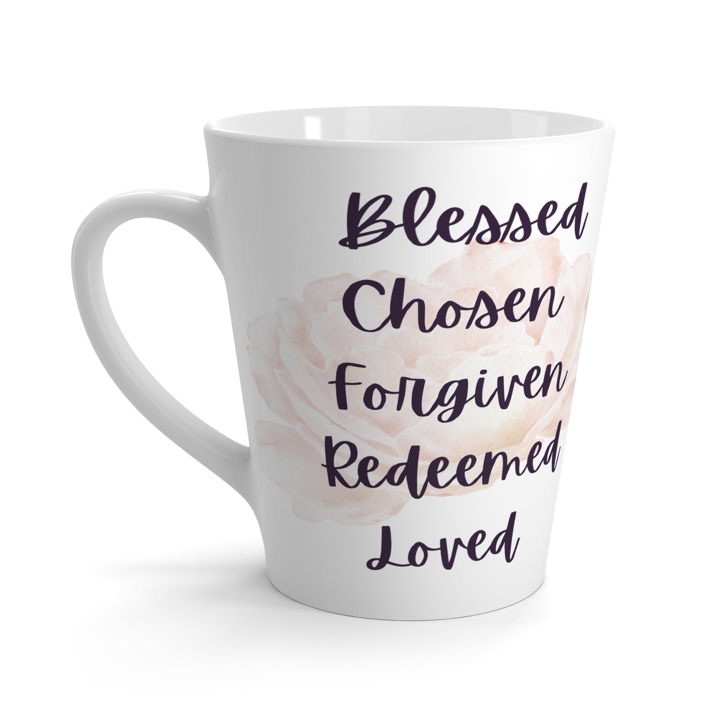 "Blessed Chosen Forgiven Redeemed Loved" Inspirational Christian Coffee Cup